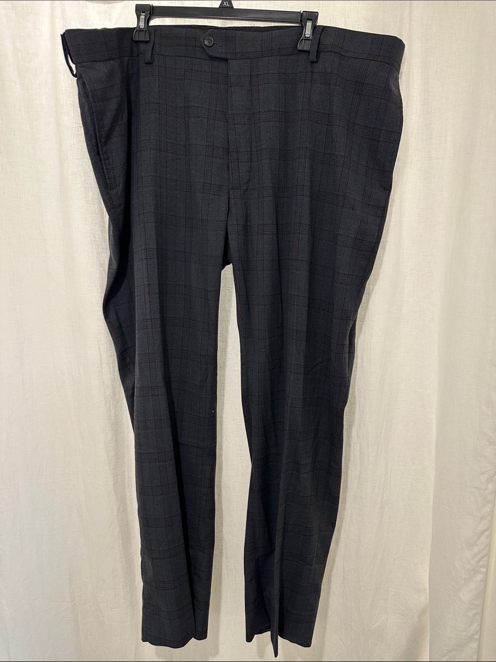 Men's Big and Tall Dark Charcoal Plaid Dress Pants - Tailored Modern Fit